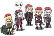 5girls 9a-91 9a-91_(girls'_frontline) ak-47 ak-47_(girls'_frontline) ak-74m ak74m_(girls'_frontline) armedshipyard assault_rifle beret blonde_hair blue_eyes boots braid brown_hair cape chibi dress ear_protection full_body girls'_frontline gloves goggles goggles_on_head grey_hair grin gun gun_sling hair_ornament hat holding holding_gun holding_weapon kalashnikov_rifle light_machine_gun long_hair machine_gun magazine_(weapon) multiple_girls necktie ots-12_(girls'_frontline) ots-12_tiss pantyhose purple_eyes red_hat red_scarf rifle rpd rpd_(girls'_frontline) scarf short_hair shorts simple_background smile spoken_symbol star_(symbol) star_hair_ornament thighhighs weapon white_background rating:g score:39 post #6173660