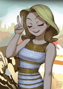 1girl :d animated bare_shoulders black_dress blinking blonde_hair blue_dress commentary dress illuminati long_hair looking_at_viewer meme multicolored_dress open_mouth original sleeveless sleeveless_dress smile solo teeth the_dress_(meme) two-tone_dress ugoira upper_body upper_teeth_only v white_dress wy_lee_(pixelnoodle) yellow_dress yellow_eyes rating:g score:10 post #6681664