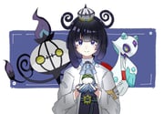 1girl belt belt_buckle black_dress black_hair blue_gloves bob_cut buckle chandelure closed_mouth coat commentary_request dress froslass gloves gradient_hair gwynn_(pokemon) hat holding holding_poke_ball kayanoart long_sleeves looking_at_viewer multicolored_hair nest_ball o-ring o-ring_belt open_clothes open_coat partially_fingerless_gloves poke_ball pokemon pokemon_(creature) pokemon_legends:_z-a purple_eyes purple_hair short_hair smile upper_body white_coat white_hat rating:g score:3 post #10175707