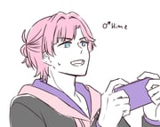 1boy ahoge anyoji_hime black_jacket blue_eyes cellphone collarbone commentary_request gakuran grin holding holding_phone hood hooded_jacket jacket link!_like!_love_live! long_sleeves love_live! male_focus mars_symbol multi-tied_hair open_clothes open_jacket open_mouth phone pink_hair pink_jacket playing_games ponytail portrait potatopenggu school_uniform short_ponytail simple_background smartphone smile solo virtual_youtuber white_background rating:g score:0 post #10172621