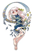 1girl alphes_(style) barefoot blue_dress blush commentary_request crescent dairi dress eye_of_providence fossilized_wonders full_body grey_hair hair_between_eyes hand_up large_variant_set long_hair long_hair_between_eyes parody play_button red_eyes ribbon_around_body sleeveless sleeveless_dress snake solo star_(symbol) style_parody tachi-e torn_clothes torn_dress touhou triangle variant_set yuiman_asama rating:g score:0 post #10113376