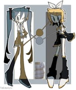 2girls >_o artist_name bare_shoulders black_boots black_leg_warmers black_sailor_collar black_shorts black_skirt black_sleeves blonde_hair blue_background blue_eyes blue_hair blue_necktie blush_stickers boots border bow color_guide colored_skin commentary dress english_commentary full_body hair_bow hair_ornament hairclip hand_on_own_hip hatsune_miku headset highres kagamine_rin leg_warmers long_hair meme miniskirt multiple_girls neckerchief necktie one_eye_closed parallel_hairclips photo_inset sailor_collar shirt short_shorts shorts shoulder_tattoo skirt sleeveless sleeveless_shirt swept_bangs takawoyu tattoo the_dress_(meme) thigh_boots toon_(style) twintails very_long_hair vocaloid white_border white_bow white_shirt white_skin yellow_neckerchief zettai_ryouiki rating:g score:12 post #9666743