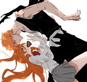 1boy 1girl bare_shoulders black_pants black_shirt bleach blush breasts brown_eyes candy chocolate couple cowboy_shot food food_in_mouth grey_skirt hair_between_eyes hair_ornament heart heart-shaped_chocolate heart-shaped_food hetero highres inoue_orihime kurosaki_ichigo long_hair medium_breasts mozukurinn neck_ribbon orange_hair pants parted_lips pleated_skirt red_ribbon ribbon shirt short_hair skirt snowflake_hair_ornament spiked_hair sweat torn_clothes torn_sleeves white_background white_shirt rating:s score:1 post #10169919