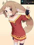 1girl animal_ears bandaged_leg bandages bare_shoulders black_gloves black_thighhighs borrowed_character brown_eyes brown_hair commentary cosplay cowboy_shot dress english_commentary fingerless_gloves flat_chest gloves highres kono_subarashii_sekai_ni_shukufuku_wo! koonowen long_sleeves looking_at_viewer megumin megumin_(cosplay) off-shoulder_dress off_shoulder open_mouth original red_dress short_hair single_thighhigh solo tail thai_text thick_eyebrows thighhighs translation_request w rating:s score:4 post #10164117