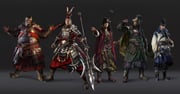 5boys arm_up armor armored_boots arms_up beard black_background black_hanfu boots cao_cao chinese_armor chinese_clothes chinese_empire dong_zhuo eyepatch facial_hair fangtian_ji fat feather_fan feathers full_body guan_hat han_dynasty hand_fan hanfu head_tilt headband helmet highres holding holding_fan holding_polearm holding_weapon jacket lamellar_armor laughing leather_armor looking_at_viewer lu_bu lulu_zhang multiple_boys official_art over_shoulder pointing polearm red_jacket romance_of_the_three_kingdoms scale_armor sheath sima_yi spear standing sword total_war total_war:_three_kingdoms weapon weapon_over_shoulder white_hanfu wide_sleeves xiahou_dun rating:g score:5 post #7226238