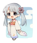 1girl :d asymmetrical_bangs blunt_bangs cherry_blossom_print chibi chibi_only coeiroink egasumi floral_print floral_print_kimono flower_knot full_body grey_eyes grey_hair hair_ribbon hankaku_minami highres japanese_clothes kimono looking_at_viewer obi obiage obidome obijime open_mouth print_kimono ribbon sandals sash smile socks solo tabi tsukuyomi-chan twintails white_kimono white_socks wide_sleeves zouri rating:g score:0 post #10175557