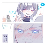 2girls 2koma ^_^ animalization blue_eyes blush ceras_yanagida_lilienfeld closed_eyes closed_mouth colored_speech_bubble comic commentary flustered flying_sweatdrops fox grey_hair hair_ornament happy_birthday heart highres hinoshita_kaho jellyfish_cut katsuragi_izumi link!_like!_love_live! long_hair looking_at_another love_live! momose_ginko multiple_girls nose_blush open_mouth orange_eyes peanut_mouth pipi_(m1x_mix) rabbit smile speech_bubble spoken_expression spoken_heart sweat sweatdrop teeth triangle_hair_ornament tsundere turtleneck upper_teeth_only virtual_youtuber rating:g score:0 post #10159245