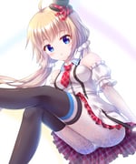 1girl :o absurdres ahoge ass bare_shoulders black_hat black_thighhighs blonde_hair blue_eyes blush breasts commentary detached_sleeves dot_nose dress from_below getsuyoshi hair_ornament hair_scrunchie hat highres idol idol_clothes itsumura_haruka lace lace_pantyhose lace_sleeves long_hair looking_at_viewer low_twintails midair mini_hat mini_top_hat necktie panties panties_under_pantyhose pantyhose parted_lips plaid_clothes plaid_necktie plaid_ribbon plaid_skirt re:stage! red_necktie red_ribbon red_skirt ribbon scrunchie short_dress short_necktie skirt sleeveless sleeveless_dress small_breasts solo thigh_focus thighhighs thighs tilted_headwear top_hat twintails underwear white_dress white_panties white_pantyhose white_scrunchie white_sleeves rating:s score:2 post #10172614