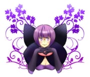 1girl black_gloves blunt_bangs bob_cut bow breasts cleavage closed_mouth commentary_request elbow_gloves glasses gloves interlocked_fingers large_bow low-cut medium_breasts neck_pillow own_hands_together pokemon pokemon_bw purple_eyes purple_hair rimless_eyewear round_eyewear shauntal_(pokemon) short_hair simple_background smile solo sumino white_background rating:g score:2 post #10174816
