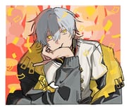 1boy black_jacket border caelus_(chinese_new_year_2024)_(honkai:_star_rail) caelus_(honkai:_star_rail) chinese_clothes closed_mouth confetti earrings flower_knot grey_hair hair_between_eyes hand_on_own_face hand_up hazime708 honkai:_star_rail honkai_(series) jacket jewelry long_sleeves looking_at_viewer lowres male_focus mandarin_collar official_alternate_costume open_clothes open_jacket pink_background puffy_long_sleeves puffy_sleeves shirt short_hair solo tangzhuang trailblazer_(honkai:_star_rail) two-sided_fabric two-sided_jacket upper_body white_border white_shirt yellow_eyes yellow_jacket rating:g score:1 post #10174859