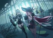 6+girls >:) ahoge aqua_hair backlighting black_coat black_dress black_hair black_hairband black_hat black_pantyhose black_skirt black_thighhighs blonde_hair blue_eyes breasts brown_hair cane character_request cleavage coat double_bun dress earrings firenze_(stella_sora) game_cg gradient_hair green_eyes green_hair grey_hair grey_shirt hair_between_eyes hair_bun hairband hat highres holding holding_cane jewelry large_breasts legwear_garter long_hair long_hair_between_eyes long_skirt looking_at_viewer loosely_tucked_bangs miniskirt multicolored_hair multiple_girls non-web_source official_art open_clothes open_coat pantyhose pleated_skirt red_hair shirt short_dress side_slit single-shoulder_dress skirt smile stella_sora streaked_hair thighhighs united_harvest_(stella_sora) v-shaped_eyebrows very_long_hair white_shirt rating:s score:6 post #10151383