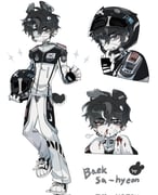 1boy animal_ears black_eyes black_hair blood dilnyan03 english_commentary eyepatch full_body helmet highres holding holding_unworn_helmet looking_at_viewer male_focus medical_eyepatch nosebleed original rabbit_boy rabbit_ears rabbit_tail racing_suit reference_sheet short_hair simple_background solo south_korean_flag standing tail towel towel_around_neck unworn_headwear unworn_helmet white_background rating:g score:1 post #10062538