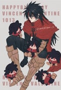 1boy armored_boots birthday black_gloves black_hair black_pants blush boots cape character_doll character_name cloak commentary_request doll final_fantasy final_fantasy_vii foot_out_of_frame gauntlets gloves grey_background hair_between_eyes happy_birthday headband highres long_hair male_focus omochigame_ct pants red_cape red_cloak red_eyes red_headband single_gauntlet single_glove sitting solo spiked_hair twitter_username vincent_valentine rating:g score:2 post #10138958