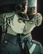 2girls black_background black_necktie blue_hat blue_shirt braid caroline_(persona_5) chapinor closed_mouth commentary grey_hair hair_bun hashtag-only_commentary hat highres justine_(persona_5) kepi looking_at_viewer military_hat multiple_girls muted_color necktie persona persona_5 portrait shirt siblings simple_background single_side_bun sisters twins wing_collar yellow_eyes rating:g score:3 post #10159545