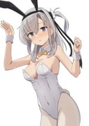 1girl absurdres alternate_costume animal_ear_hairband animal_ears arms_up bare_shoulders blush bow bowtie breasts cleavage covered_navel cowboy_shot detached_collar fake_animal_ears fake_tail grey_eyes grey_hair hachimaki hair_between_eyes hairband headband headgear highleg highleg_leotard highres kantai_collection leotard long_hair looking_at_viewer medium_breasts one_side_up pantyhose playboy_bunny ponytail rabbit_ear_hairband rabbit_ears rabbit_tail revision simple_background solo strapless strapless_leotard sukimizaki suzutsuki_(kancolle) tail white_background white_leotard white_pantyhose wrist_cuffs rating:s score:11 post #10117840