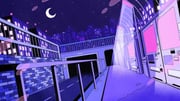brick_wall building city_lights cityscape commentary crescent_moon dutch_angle highres lamppost light_rays moon nakazawa_ayami night night_sky no_humans original outdoors road scenery sidewalk sky skyline star_(sky) street tunnel urban vending_machine rating:g score:0 post #10174353