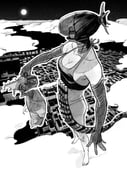 1boy 1girl absurdres alternate_form apron barefoot bomb_devil_(chainsaw_man) breasts chainsaw_man city cleavage cloud denji_(chainsaw_man) dynamite elbow_gloves explosive gloves greyscale highres massbluess medium_breasts midair monochrome moon night object_head outdoors severed_torso rating:s score:3 post #10176407