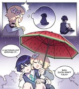 1boy 1girl 2koma alternate_costume aqua_necktie blonde_hair closed_mouth comic couple english_text eva_dudu flower full_body genshin_impact hair_flower hair_ornament hetero highres lumine_(genshin_impact) necktie open_mouth rain scaramouche_(cat)_(genshin_impact) scaramouche_(genshin_impact) short_hair shorts sitting speech_bubble sweat thought_bubble umbrella wanderer_(genshin_impact) wanderer_(mega_mgc_coffee)_(genshin_impact) rating:g score:7 post #10099758