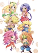 3boys 3girls angela_(seiken_densetsu_3) animal_print aqua_gemstone armor black_boots blonde_hair blue_eyes blue_hair blue_pants blue_robe blue_shirt blue_tabard boots bow breasts brown_hair charlotte_(seiken_densetsu_3) chibi chibi_only cleavage crop_top cross_tie detached_collar dress duran_(seiken_densetsu_3) fang forehead_jewel full_body fur-trimmed_vest fur_trim gem gloves gold_trim green_bow green_dress green_eyes green_helmet grin hair_between_eyes hair_bow hair_slicked_back hat hawkeye_(seiken_densetsu_3) helmet highres jewelry kevin_(seiken_densetsu_3) leotard light_blush long_hair low-tied_long_hair mashaichan5583 medium_breasts midriff mini_hat multiple_boys multiple_girls necklace one_eye_closed open_mouth pants parted_bangs parted_lips pointy_ears pom_pom_hat_ornament ponytail print_pants print_vest purple_boots purple_gloves purple_hair purple_hat red_hat red_leotard red_vest riesz robe sash seiken_densetsu seiken_densetsu_3 shirt short_hair_with_long_locks shoulder_armor showgirl_skirt sidelocks smile strapless strapless_leotard tabard tan teeth tiger_print tooth_necklace vest waist_sash winged_headwear yellow_eyes rating:g score:0 post #10173508