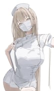 1girl absurdres arm_out_of_frame blonde_hair breasts facing_viewer hat highres laneigu large_breasts long_hair looking_at_viewer mask mouth_mask narrowed_eyes nurse nurse_cap original out_of_frame puffy_short_sleeves puffy_sleeves raised_eyebrows short_shorts short_sleeves shorts sidelocks simple_background sketch solo standing thighhighs very_long_hair white_background white_mask white_shorts white_thighhighs yellow_eyes yuzu_(laneigu) rating:g score:2 post #10173024