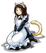 1girl :3 animal_ears animal_nose apron black_dress bow brown_hair cat_ears cat_girl cat_tail dress furry furry_female long_sleeves looking_at_viewer maid maid_headdress neko_no_ongaeshi orange_eyes sandra_chiem short_hair sitting smile solo tail transparent_background watermark whiskers white_apron white_bow yoshioka_haru rating:g score:4 post #10126434