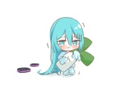aqua_eyes aqua_hair chibi chibi_only closed_mouth cott_(cott_5) crying crying_with_eyes_open full_body hair_between_eyes hair_down hair_ornament hatsune_miku highres holding holding_stuffed_toy long_hair long_sleeves looking_at_viewer pants shirt simple_background sleeves_past_fingers sleeves_past_wrists solo spring_onion stuffed_spring_onion stuffed_toy tears unworn_hair_ornament very_long_hair vocaloid white_background white_pants white_shirt rating:g score:6 post #10145016