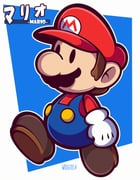 1boy artist_name black_eyes blue_background blue_overalls border brown_hair brown_shoes character_name commentary english_commentary facial_hair full_body gloves hat highres male_focus mario mario_(series) mustache outline overalls paper_mario red_hat red_shirt shirt shoes short_hair solid_oval_eyes solo translation_request white_border white_gloves white_outline woofzilla rating:g score:2 post #10161806