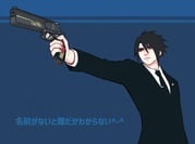 1boy aged_down aiming black_hair black_jacket black_necktie blue_background collared_shirt commentary_request final_fantasy final_fantasy_vii gun hair_between_eyes holding holding_gun holding_weapon jacket komm_ec_7 long_sleeves male_focus necktie outstretched_arm red_eyes shirt short_hair solo spiked_hair suit_jacket translation_request turks_(ff7) upper_body vincent_valentine weapon white_shirt rating:g score:2 post #9902410