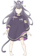 1girl ahoge akara_kai alternate_costume animal_ears barefoot black_dress black_hair blunt_bangs cat_ears cat_tail dress highres kantai_collection long_hair looking_at_viewer mikazuki_(kancolle) simple_background solo standing tail white_background yellow_eyes rating:g score:4 post #10059518