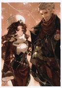 1boy 1girl absurdres badge beard border brown_theme cowboy_shot facial_hair fur_hat gloves hat highres hourglass igor_(reverse:1999) jacket jintian_kaishi_chi_cui_pingguo long_hair long_skirt looking_at_viewer mature_male moldir_(reverse:1999) neckerchief old old_man pants papakha reverse:1999 scarf skirt sweater white_border rating:g score:1 post #10149543