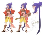 1girl absurdres aged_up alternate_costume armor asymmetrical_legwear blue_hair breasts brown_gloves brown_shoes eiko_carol final_fantasy final_fantasy_ix fingerless_gloves full_body gloves green_eyes hair_between_eyes hair_bun half_updo hand_on_own_hip highres holding holding_weapon horns leather_armor long_hair medium_breasts mini_wings multiple_views open-toe_shoes pants parted_lips pink_shirt profile red_shirt shirt shirt_under_shirt shoes sidelocks single_horn skirtzzz solo standing weapon white_background wings yellow_pants rating:g score:1 post #10169963
