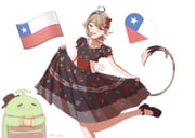 1girl black_shoes buruhas chilean_dress chilean_flag dooby dress floral_print floral_print_dress hair_ornament hat heart highres indie_virtual_youtuber jerboa_tail kappa kippu_(dooby) print_dress shoes soap_shoes tail_tuft rating:g score:7 post #10004532