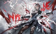 1girl absurdres antenna_hair arknights black_collar black_gloves black_shorts breasts cleavage collar demon_horns feet_out_of_frame fingerless_gloves gloves grey_hair hashtag-only_commentary highres horns large_breasts looking_at_viewer official_alternate_costume open_mouth orange_eyes pantyhose red_wann short_shorts shorts smile solo standing teeth torn_clothes torn_pantyhose upper_teeth_only w_(arknights) wis'adel_(arknights) wis'adel_(supernova)_(arknights) rating:s score:3 post #10174824
