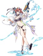 1girl :d bikini black_bikini black_ribbon blue_eyes blue_ribbon bow breasts choker cleavage criss-cross_halter curtained_hair eyewear_on_head full_body game_cg hair_between_eyes hair_bow halterneck holding holding_water_gun jacket langrisser langrisser_mobile leg_up legs looking_at_viewer medium_breasts medium_hair nail_polish navel official_alternate_costume official_art open_clothes open_jacket open_mouth platform_sandals popped_collar precia_(langrisser) puddle red_hair ribbon sandals see-through_clothes see-through_jacket simple_background smile solo splashing standing standing_on_one_leg stomach sunglasses swimsuit tachi-e thigh_strap third-party_source toenail_polish toenails toes transparent_background water water_gun wet wet_clothes rating:s score:1 post #10174958