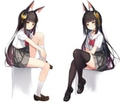 2girls absurdres alternate_costume animal_ear_fluff animal_ears azur_lane bird_hair_ornament black_choker black_hair black_shoes black_thighhighs bow breasts brown_shoes choker fox_ears fox_girl grey_skirt hair_ornament hamiro highres invisible_chair jewelry loafers long_hair looking_at_viewer miniskirt multiple_girls multiple_views nagato_(azur_lane) nagato_(meta)_(azur_lane) open_mouth parted_lips pleated_skirt red_bow sailor_collar sailor_shirt school_uniform serafuku shirt shoes short_sleeves sitting skirt small_breasts socks thighhighs very_long_hair white_background white_sailor_collar white_shirt white_socks yellow_eyes rating:s score:27 post #10107283