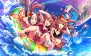 3girls animal_ears arms_around_waist artist_request back bare_shoulders bikini bikini_ribbon bikini_skirt black_bikini bow breasts brown_hair bubble chain circle_skirt daiwa_scarlet_(mini_vacation)_(umamusume) daiwa_scarlet_(umamusume) detached_sleeves ear_bow eyewear_on_head fang floating_clothes foam food frilled_bikini frilled_skirt frilled_sleeves frills fruit full_body game_cg gold_chain hair_between_eyes hair_intakes hair_ornament hairclip hand_on_own_head head_tilt heart heart-shaped_eyewear high_ponytail highres horse_ears horse_girl horse_tail hug indoors jewelry large_breasts light_particles light_rays maruzensky_(hot_summer_night)_(umamusume) maruzensky_(umamusume) multicolored_hair multiple_girls nervous night official_alternate_costume official_art one_eye_closed orange-tinted_eyewear orange_(fruit) orange_bikini orange_slice palm_tree parallel_hairclips pendant pink_bow plaid_bikini plaid_clothes plaid_sleeves ponytail puffy_short_sleeves puffy_sleeves raised_inner_eyebrows red_bikini red_eyes red_ribbon ribbon riding scared short_hair short_sleeves shoulder_blades skin_fang skirt spaghetti_strap sparkle special_week_(hopp'n_happy_heart)_(umamusume) special_week_(umamusume) stomach streaked_hair striped_bow sunglasses swimsuit tail tail_bow tail_ornament tail_raised tinted_eyewear tree tsurime twintails two-tone_hair umamusume waist_bow water_slide watermark waves wavy_hair white-framed_eyewear white_hair wide-eyed yellow_bow rating:s score:15 post #10170045