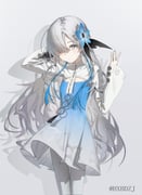 1girl absurdres arm_behind_head blue_dress blue_flower closed_mouth commentary_request dress expressionless flower grey_eyes grey_hair hair_flower hair_ornament hair_over_one_eye highres hxbdzj isekaijoucho kamitsubaki_studio long_hair looking_at_viewer pantyhose shrug_(clothing) solo virtual_youtuber white_pantyhose white_shrug rating:g score:4 post #10172034
