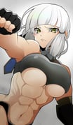 1girl abs armor bare_shoulders black_gloves black_panties blue_ribbon blunt_bangs breastplate breasts elbow_gloves fate/grand_order fate_(series) fingerless_gloves gloves hair_ribbon highres large_breasts long_hair looking_at_viewer muscular muscular_female navel panties penthesilea_(fate) ribbon sidelocks solo underboob underwear wagu_neru white_hair yellow_eyes rating:s score:2 post #10173173