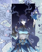 2girls antlers blue_hair blue_skirt cosplay cowboy_shot crop_top genshin_impact hair_over_one_eye head_tilt highres horns jewelry lauma_(genshin_impact) long_hair long_sleeves looking_at_viewer midriff mochimochi_ocha multiple_girls multiple_views neck_ring nilou_(genshin_impact) nilou_(genshin_impact)_(cosplay) no_navel pointy_ears skirt smile standing stomach very_long_hair rating:s score:13 post #10100182