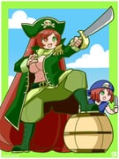 2girls :d alternate_breast_size_(larger) alternate_costume bandana barrel belt bicorne blue_bandana blue_sky boots border breasts brown_hair cloud coat commentary_request cutlass dagger dated epaulettes full_body green_belt green_boots green_border green_coat green_eyes green_hat green_pants hat heterochromia highres holding holding_dagger holding_knife holding_sword holding_weapon itini-sanshi knife large_breasts long_sleeves multiple_girls navel open_clothes open_coat open_mouth pants pirate red_eyes rozen_maiden short_hair siblings sisters sky smile solo_focus souseiseki suiseiseki sword twins weapon rating:s score:3 post #10040752