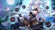 1girl absurdres armored_boots artist_name bare_shoulders beads boots breasts brown_pantyhose bug butterfly closed_eyes commentary_request covered_groin dutch_angle facing_ahead falling_petals floating floating_hair floating_object from_below full_moon glowing_butterfly goddess_of_victory:_nikke hanh_chu haori highleg highres japanese_clothes large_breasts light_particles long_hair mechanical_arms meditation mole mole_on_breast mole_under_eye moon moonlight moss nayuta_(nikke) obi off_shoulder open_mouth orb outdoors pantyhose partial_commentary petals prayer_beads print_haori rock sash sideboob sidelocks single_mechanical_arm sitting solo split-color_clothes thick_eyelashes very_long_hair wet white_haori rating:s score:34 post #10173131
