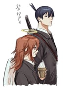 2boys androgynous angel_devil_(chainsaw_man) angel_wings black_hair black_jacket black_necktie black_suit brown_eyes brown_hair chainsaw_man collared_shirt earrings hair_between_eyes halo hayakawa_aki highres holding holding_ice_cream_cone ice_cream_cone jacket jewelry katana long_hair looking_at_another male_focus multiple_boys necktie ponytail rfb_345orororo shirt short_hair short_ponytail sketch suit suit_jacket sword sword_on_back upper_body weapon weapon_on_back white_background white_shirt wings rating:g score:0 post #10177052
