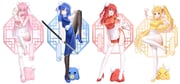 4girls >_< @_@ ahoge alternate_costume alternate_hairstyle apron black_pantyhose blonde_hair blue_dress blue_eyes blue_hair blue_shoes blunt_sidelocks bocchi_the_rock! breasts bun_cover china_dress chinese_clothes choppy_bangs color_coordination commentary_request contrapposto double_bun dress eyes_visible_through_hair floating_hair frilled_apron frills gotoh_hitori gotoh_hitori_(octopus) hair_bun hair_ornament hair_over_eyes hairclip hand_fan hand_on_own_hip hand_on_own_thigh hand_up high_heels highres holding holding_fan holding_sword holding_weapon ijichi_nijika kessoku_band kita_ikuyo large_breasts leg_up long_bangs long_hair looking_at_viewer looking_to_the_side medium_breasts merueru mole mole_under_eye multiple_girls one_eye_closed one_side_up open_mouth pacifier pantyhose paper_fan parallel_hairclips pink_dress pink_hair pink_shoes pom_pom_(clothes) pom_pom_hair_ornament raised_inner_eyebrows red_dress red_hair red_shoes sheath sheathed shoes short_dress short_hair short_sleeves side_ponytail side_slit sidelocks smile standing standing_on_one_leg straight_hair sword tearing_up thighband_pantyhose thighhighs turning_head very_long_hair waist_apron weapon white_apron white_thighhighs yamada_ryo yellow_dress yellow_eyes yellow_shoes zettai_ryouiki rating:s score:5 post #10175107