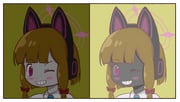 1girl animal_ear_headphones animal_ears black_skin blue_archive blue_necktie blush_stickers border bow brown_hair cat_ear_headphones cat_ears colored_skin commentary english_commentary fake_animal_ears grin hair_bow halo headphones meme momoi_(blue_archive) necktie one_eye_closed optical_illusion pink_eyes pink_halo red_bow shirt smile the_dress_(meme) tyrone white_border white_shirt white_skin rating:g score:5 post #8254530