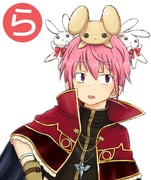 1boy black_shirt brown_gloves capelet commentary_request fur-trimmed_capelet fur_trim gloves hair_ornament high_wizard_(ragnarok_online) looking_afar male_focus nama_mana open_mouth pink_hair purple_eyes rabbit_hair_ornament ragnarok_online red_capelet shirt short_hair simple_background solo upper_body white_background rating:g score:0 post #10175718