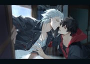 2boys aohitsugi_samatoki aohitsugi_samatoki_(tdd) black_hair black_jacket blood blood_on_clothes blurry chinese_commentary closed_eyes collarbone depth_of_field door ear_piercing earrings green_eyes grey_hair hair_between_eyes heterochromia highres hood hood_down hoodie hypnosis_mic imminent_kiss indoors injury jacket jewelry letterboxed looking_at_another male_focus maosanmu mole mole_under_eye multiple_boys necklace open_clothes open_door open_jacket open_mouth parted_lips piercing profile rain red_eyes red_hoodie shirt short_hair torn_clothes upper_body water_drop wet wet_hair white_hair white_shirt window yamada_ichiro yamada_ichiro_(tdd) yaoi rating:s score:1 post #10174808