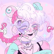 1girl abstract_background ahoge aqua_arm_warmers aqua_eyes aqua_shirt arm_warmers artist_logo bandaid bandaid_on_face bare_shoulders black_lips black_nails black_shirt blush bow bow_necklace braid broken_heart candy candy_gore choker closed_mouth collarbone colored_eyelashes colored_skin commentary dripping_eye english_commentary eyeball eyeball_hair_ornament facial_mark food ghoulkiss gradient_hair guro gurokawa hair_bow hair_ornament heart heart-shaped_eyes heart_facial_mark heart_hair_ornament heart_necklace heart_sticker highres holding holding_candy holding_food holding_lollipop intestine_hair intestines jewelry limited_palette logo lollipop long_hair looking_at_viewer makeup multicolored_hair multiple_necklaces nail_polish necklace object_through_head off_shoulder original outline pastel_colors pastel_goth pink_background pink_bow pink_hair pink_liquid pink_skin pink_theme pixelated portrait purple_background purple_choker purple_hair purple_lips purple_skin screw screw_in_head shirt smile solo sparkle spiked_choker spikes sticker sticker_on_face stitched_face stitches tentacle_tongue tongue tooth tooth_necklace twin_braids white_bow white_hair white_outline rating:s score:11 post #9821443