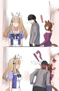 ! !? 2girls absurdres agnes_tachyon_(casual)_(umamusume) agnes_tachyon_(umamusume) almond_eye_(umamusume) animal_ears brown_hair comic distracted_boyfriend_(meme) highres horse_ears horse_girl horse_tail ikaeru_squid19 kiss meme multiple_girls official_alternate_costume school_uniform silent_comic tail tracen_school_uniform trainer_(umamusume) umamusume rating:g score:73 post #9976172