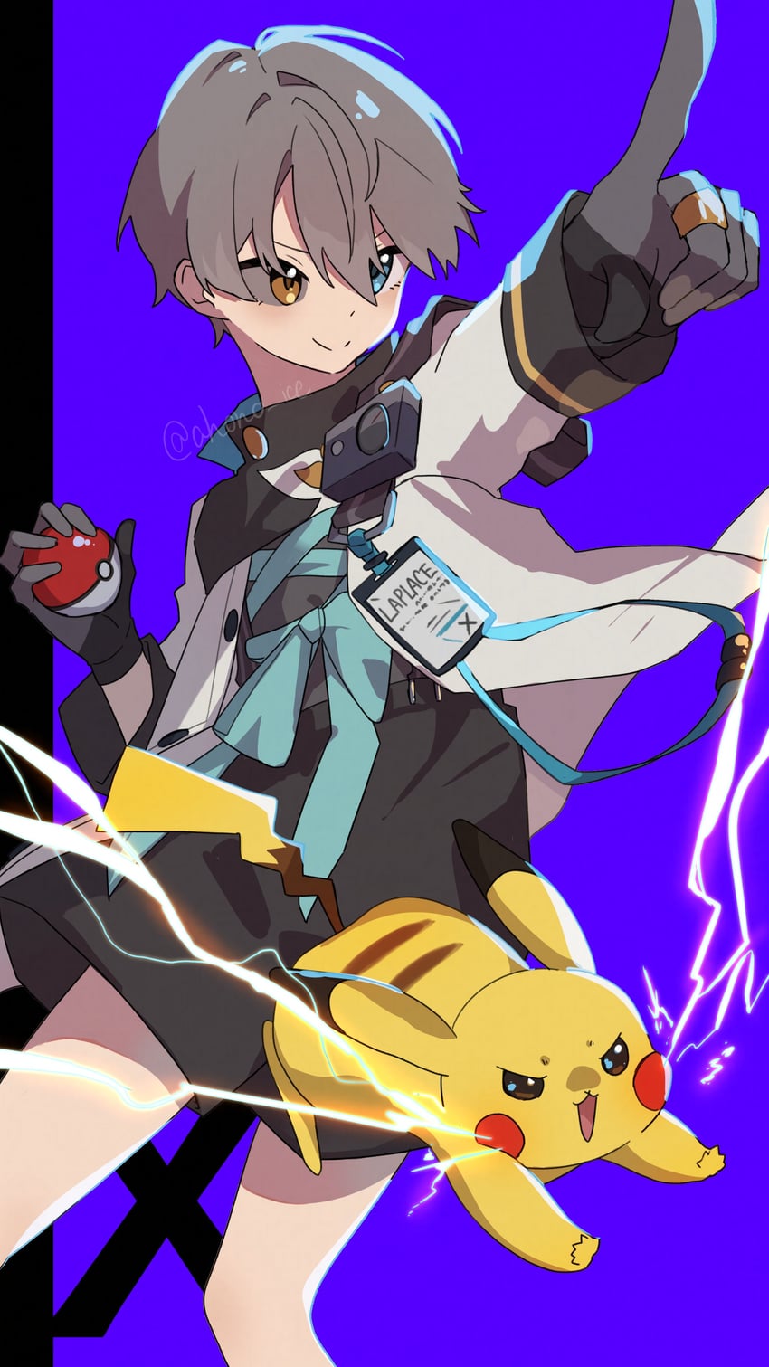 pikachu and x (pokemon and 1 more) drawn by aisu_(ahono_ice)
