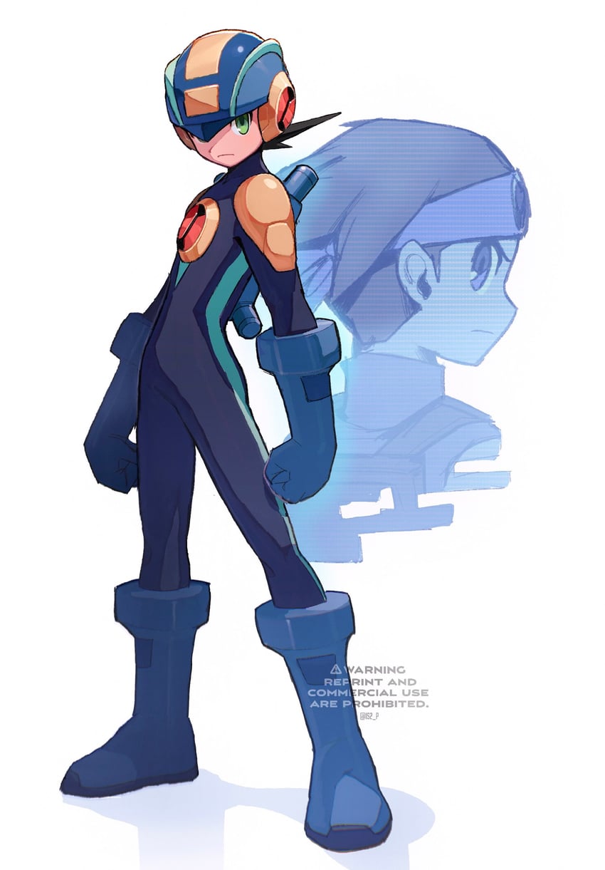 megaman.exe and lan hikari (mega man and 1 more) drawn by tanaka_(is2_p)